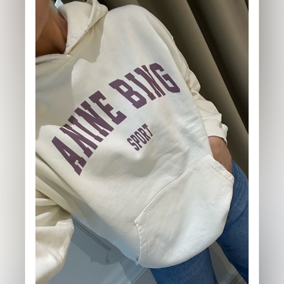 Anine Bing Tops - ANINE BING Harvey Hoodie in Off White & Purple M